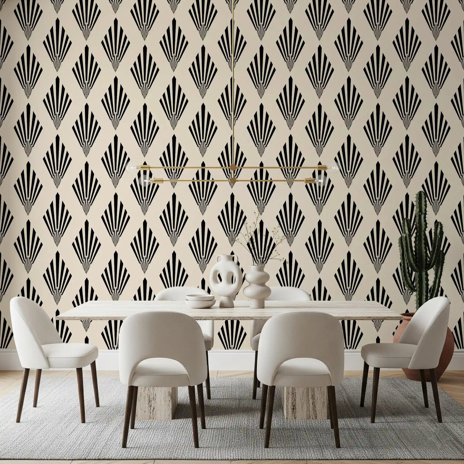 Geometric Art Deco Fan Pattern Wallpaper⁠