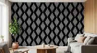 Monochromatic Art Deco Fan Pattern Wallpaper⁠