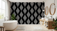 Monochromatic Art Deco Fan Pattern Wallpaper⁠