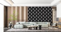 Monochromatic Art Deco Fan Pattern Wallpaper⁠