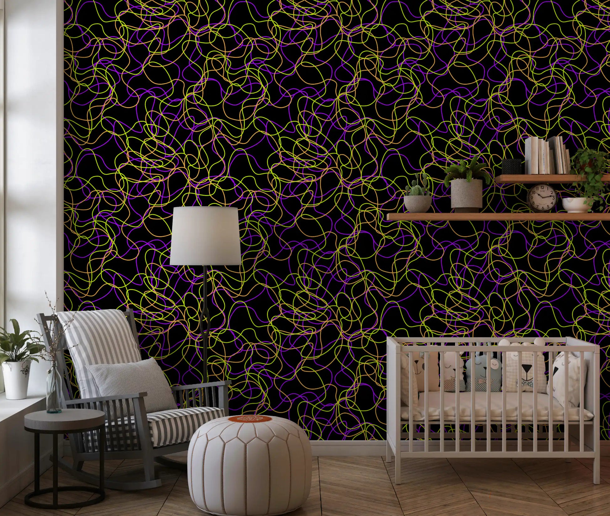 Tangled Glow Modern Art Wallpaper⁠