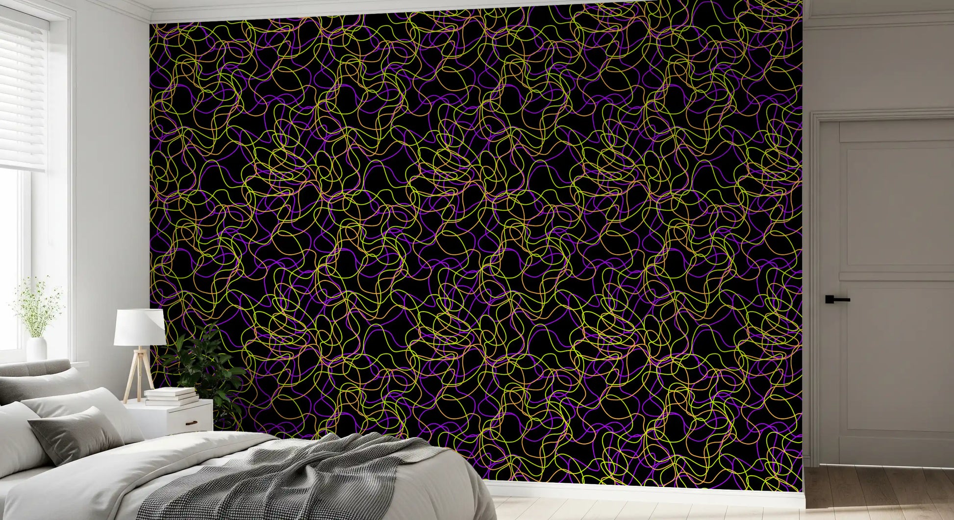Tangled Glow Modern Art Wallpaper⁠