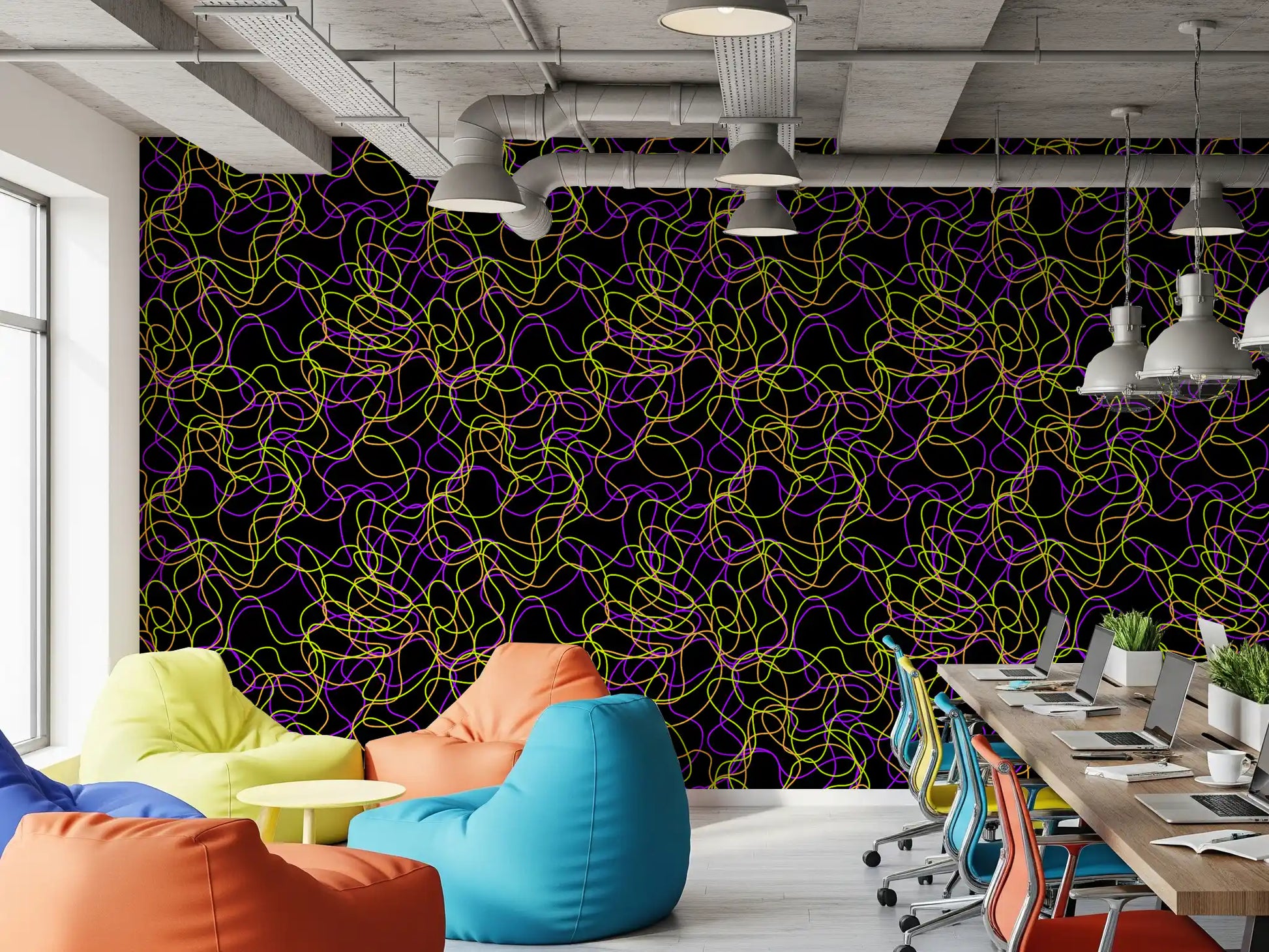 Tangled Glow Modern Art Wallpaper⁠