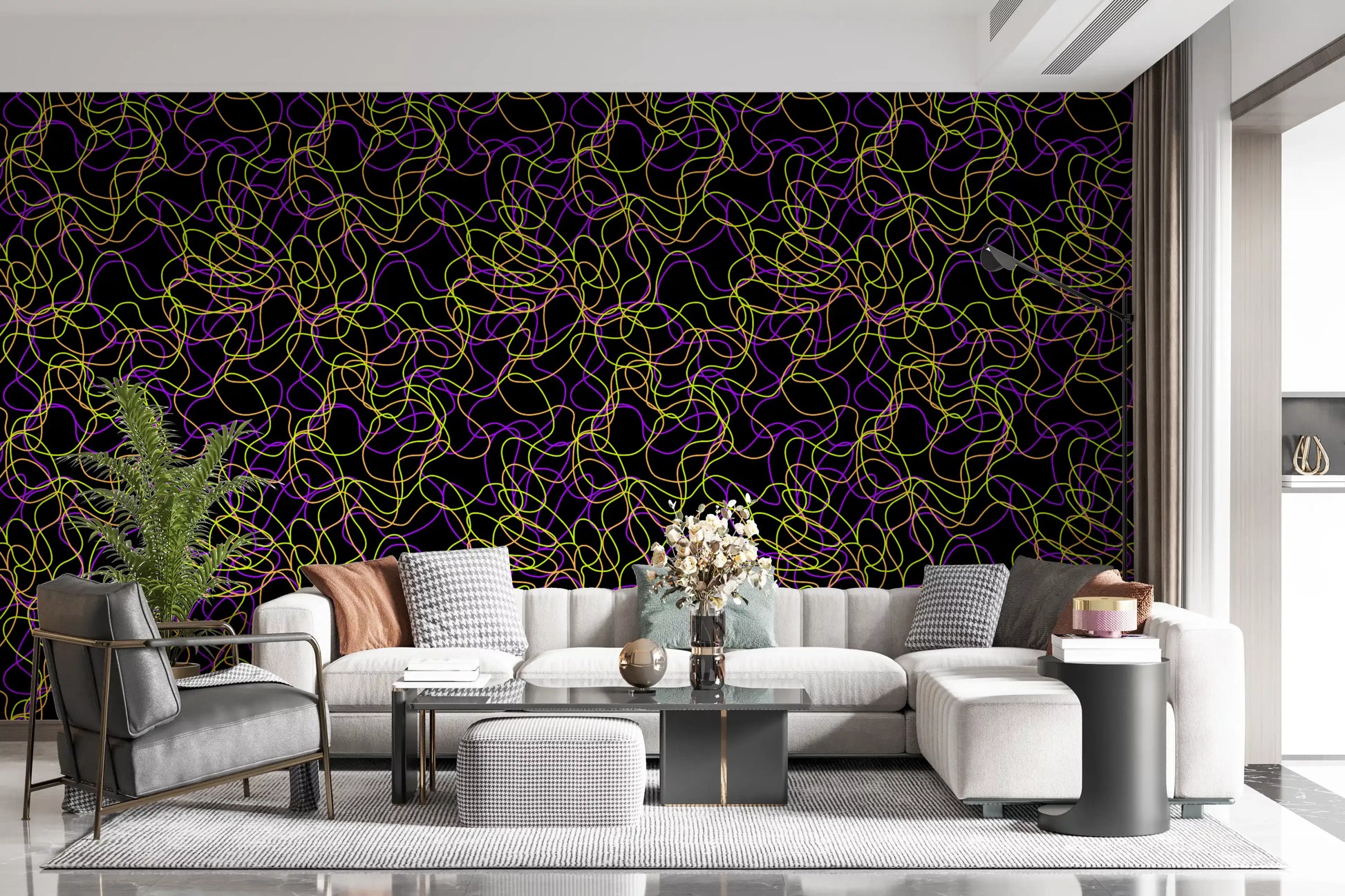Tangled Glow Modern Art Wallpaper⁠