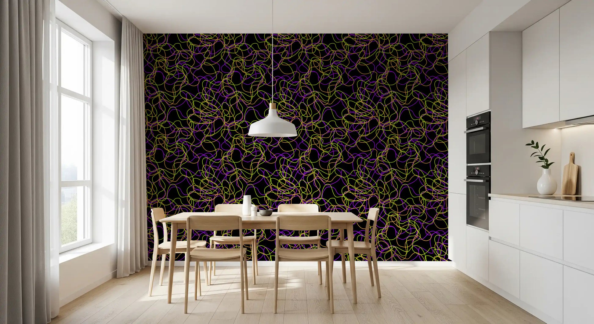 Tangled Glow Modern Art Wallpaper⁠