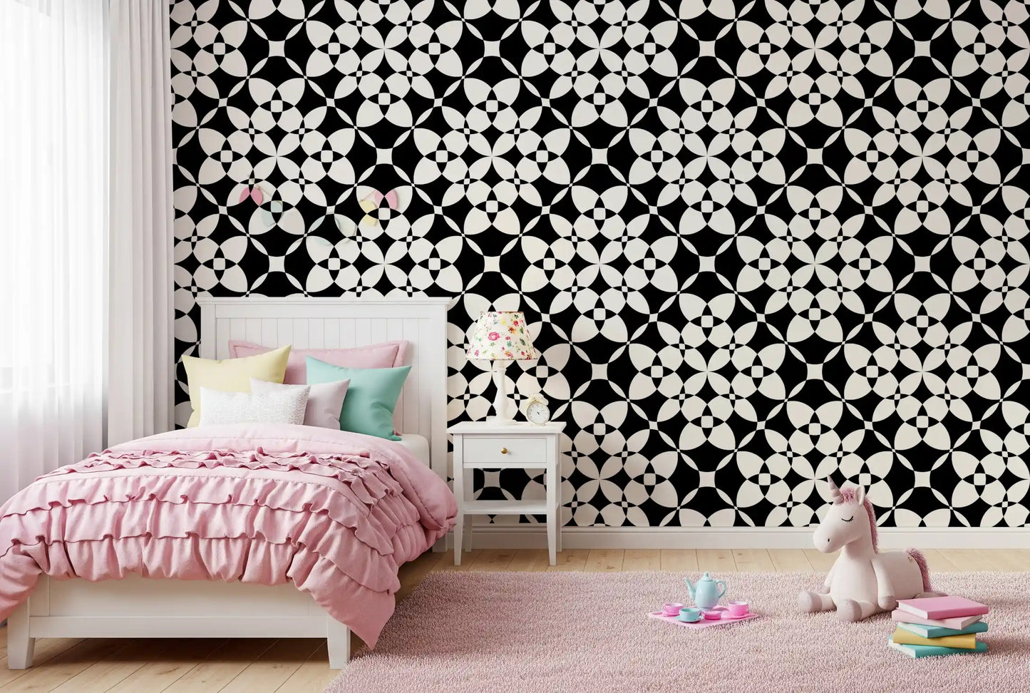 Abstract Geometric Monochrome Curves Wallpaper⁠