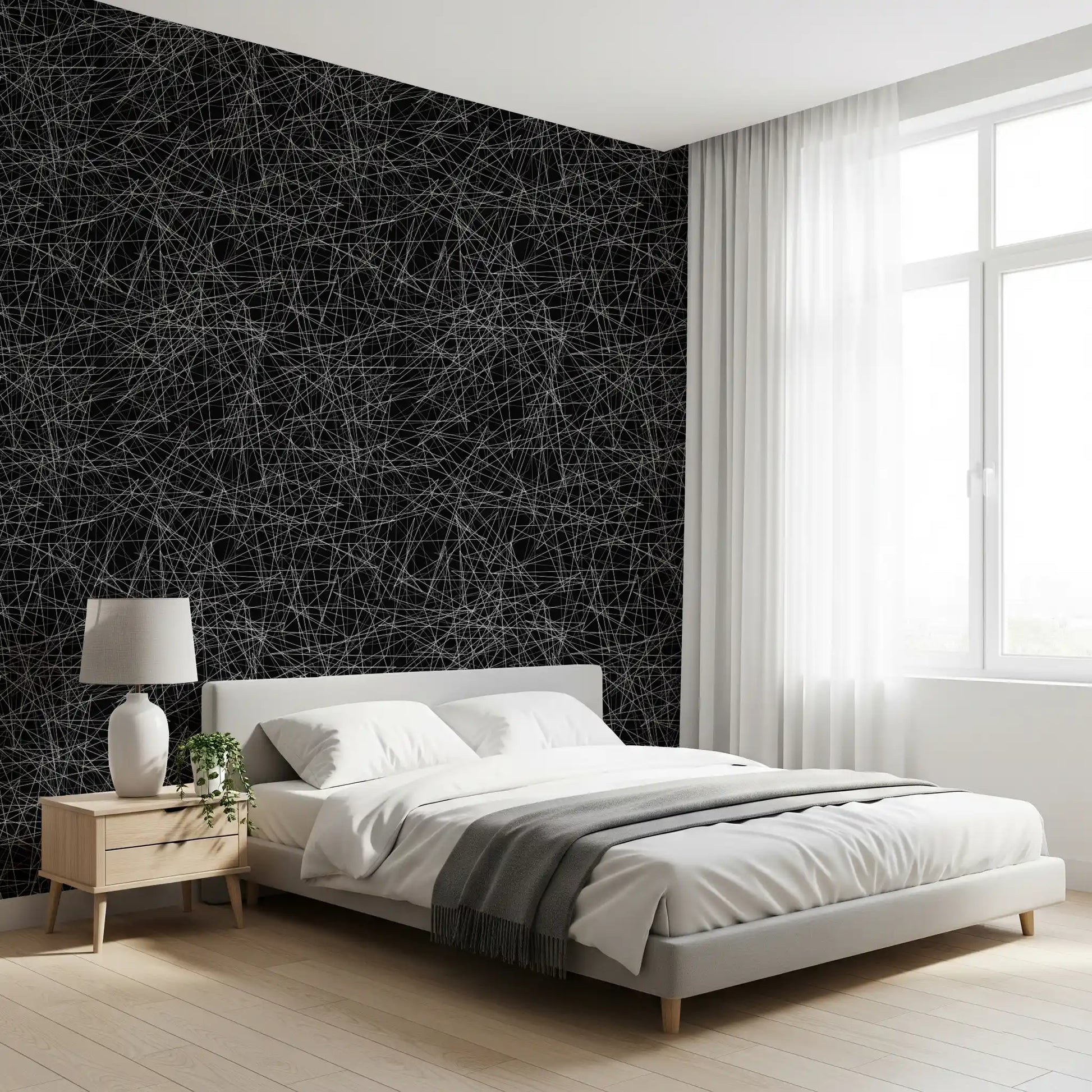 Monochromatic Tangled Web Abstract Wallpaper⁠