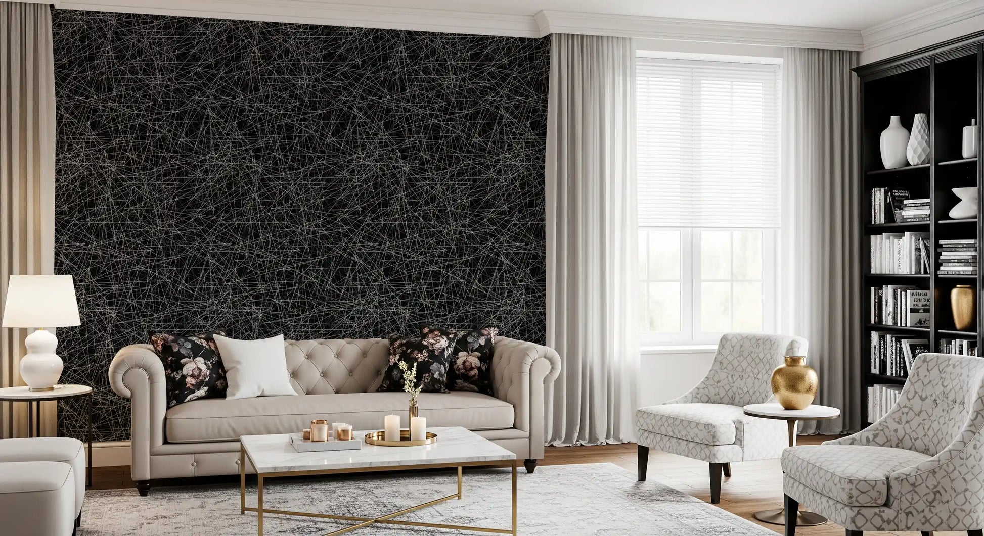 Monochromatic Tangled Web Abstract Wallpaper⁠