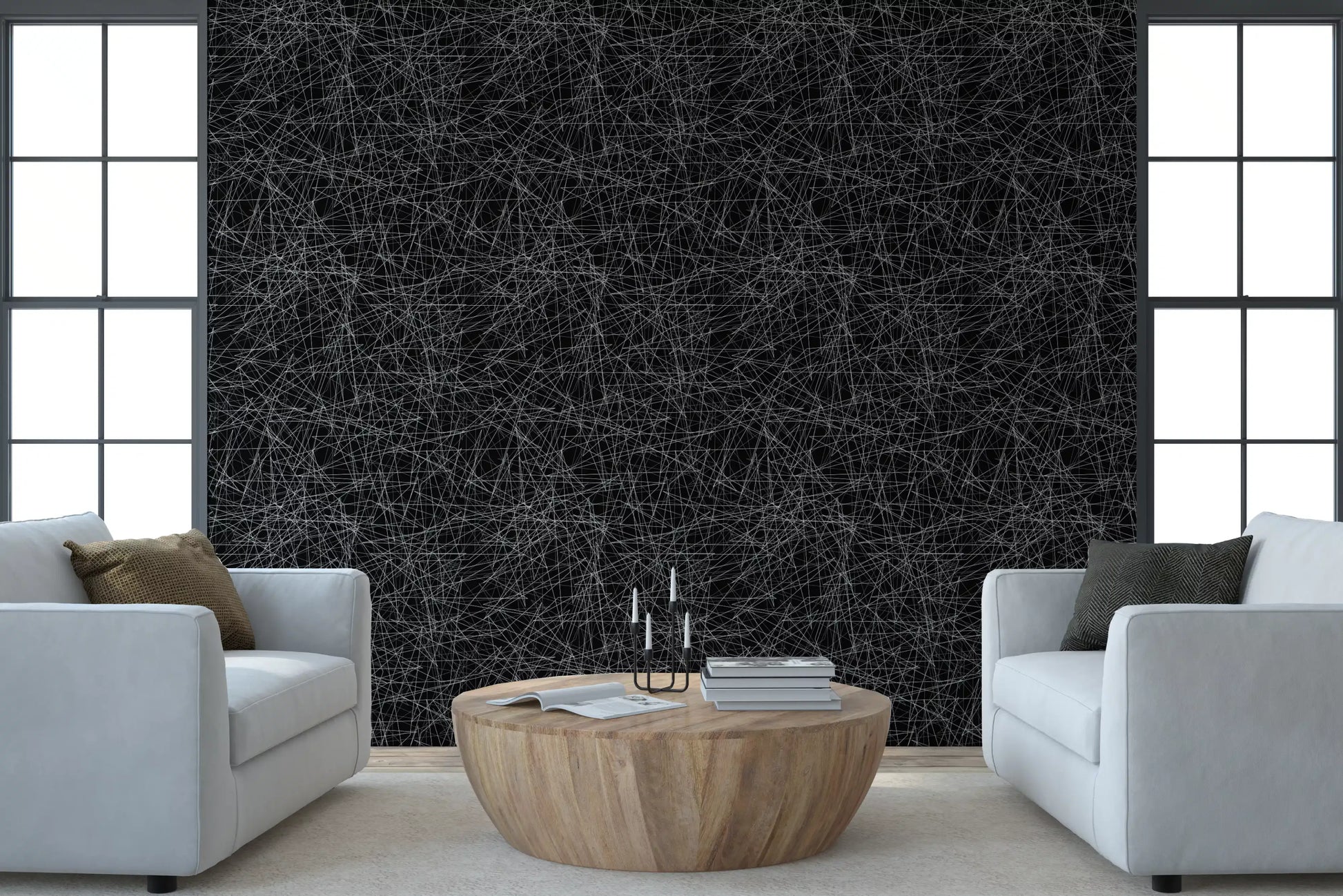 Monochromatic Tangled Web Abstract Wallpaper⁠