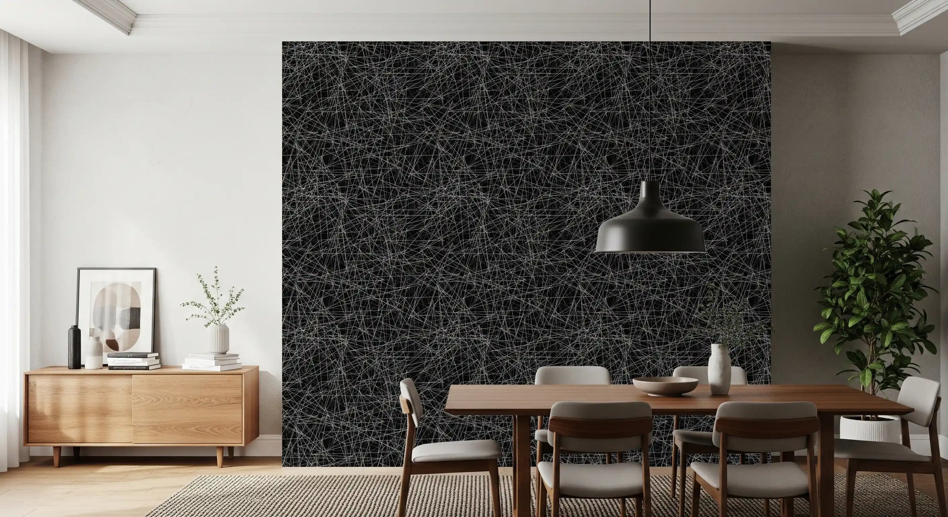 Monochromatic Tangled Web Abstract Wallpaper⁠