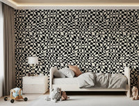 Wavy Monochrome Checkerboard Wallpaper⁠