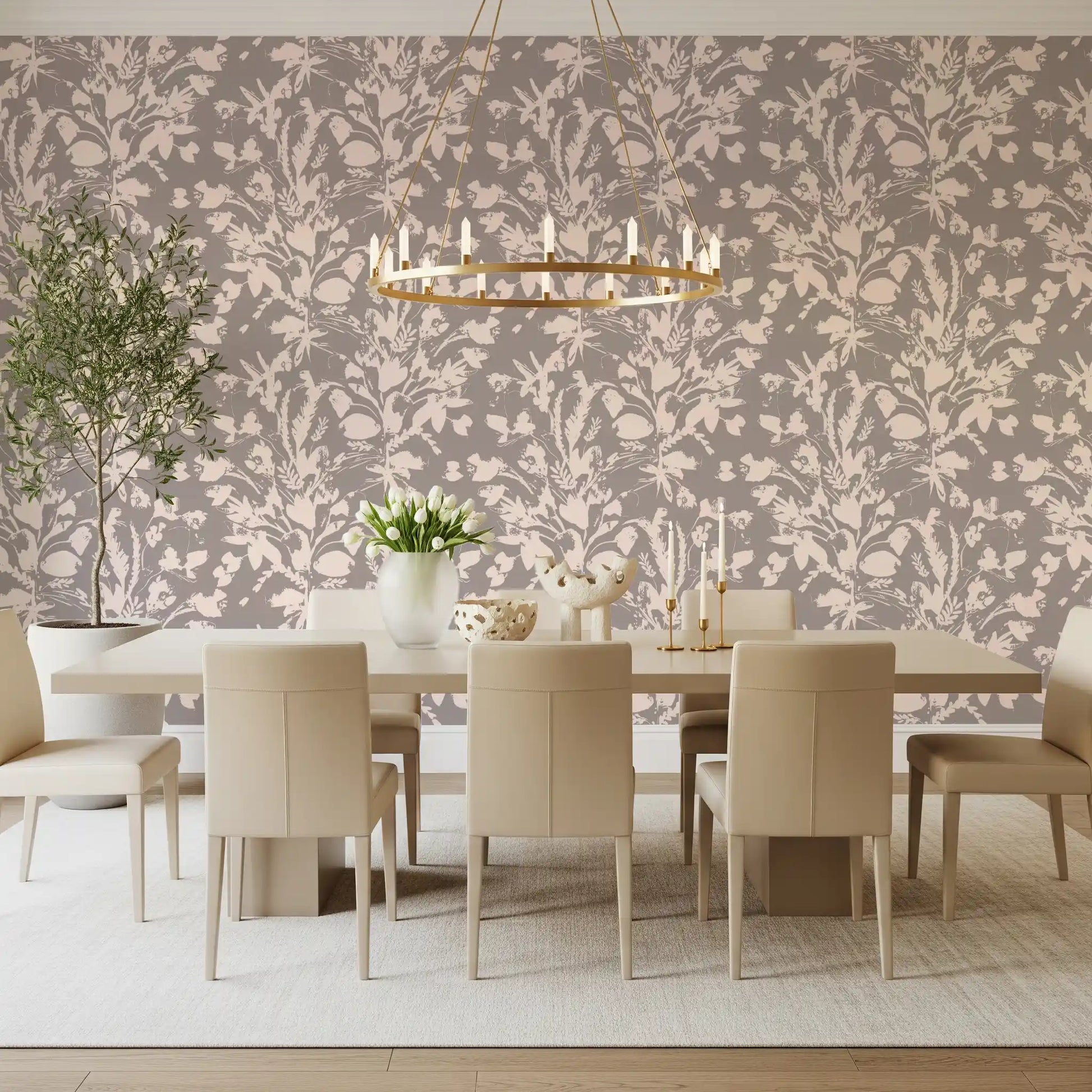 Muted Meadow Botanical Sketch Wallpaper⁠