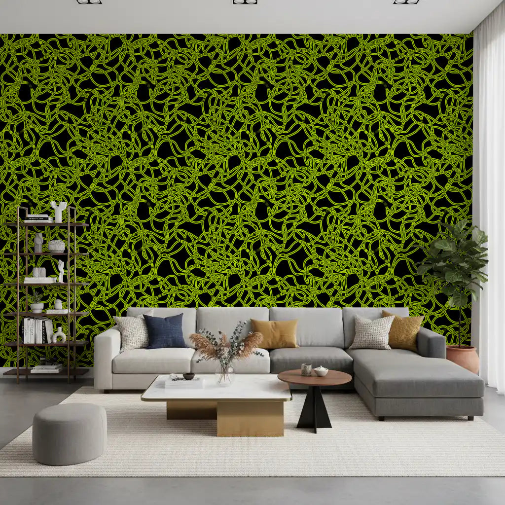 Electric Neon Grid Lines Wallpaper⁠
