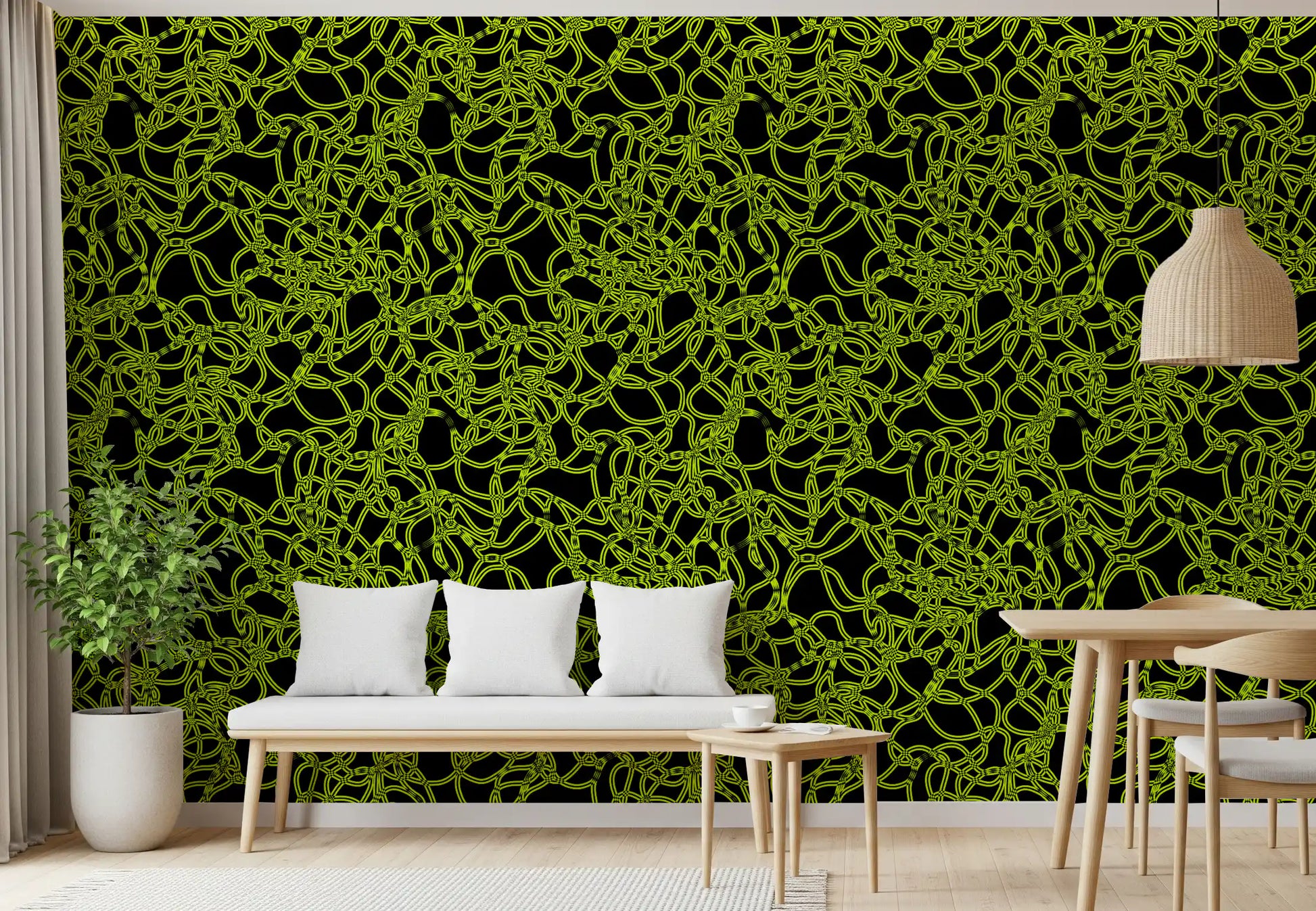 Electric Neon Grid Lines Wallpaper⁠