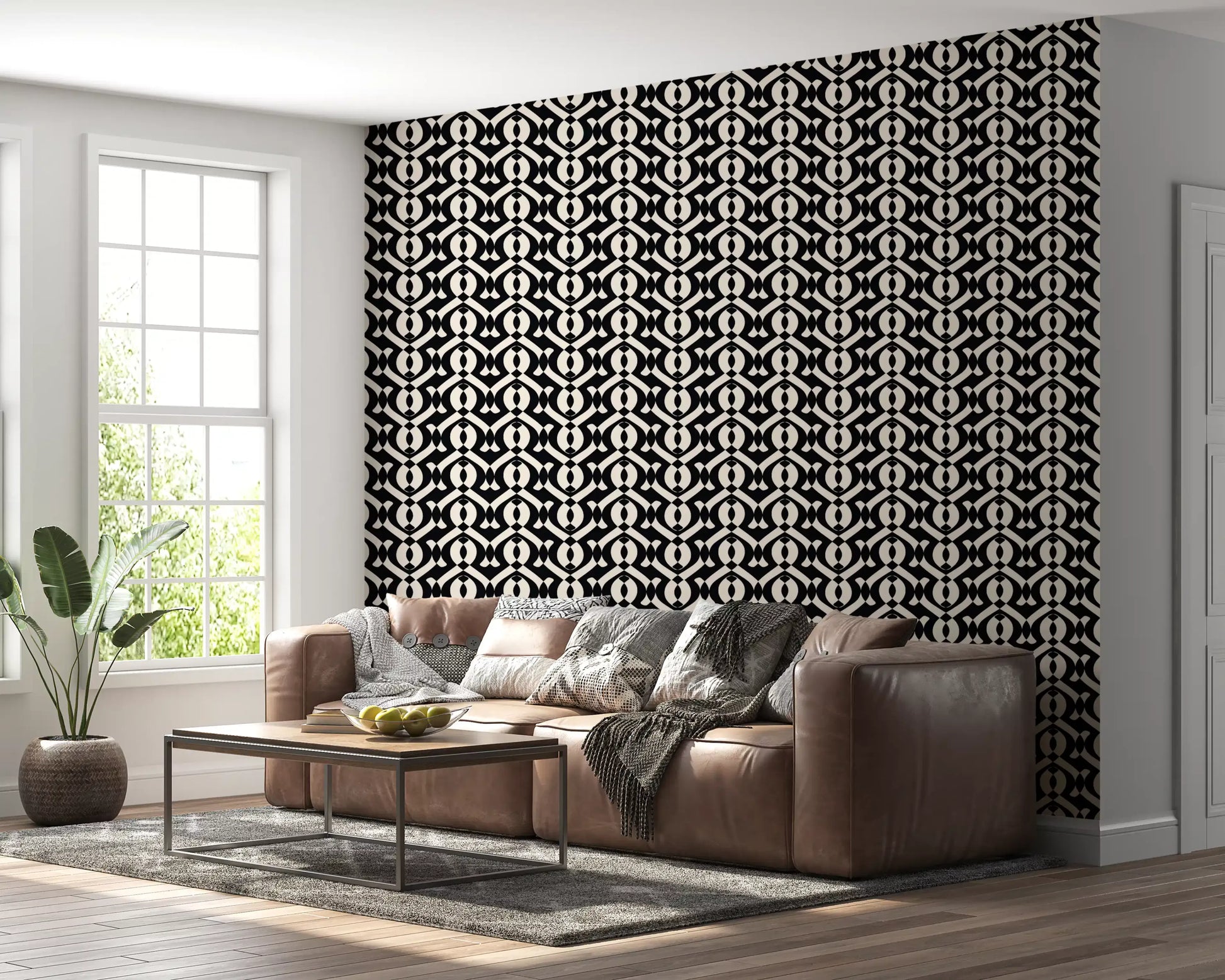 Interlocking Monochrome Curves Wallpaper⁠