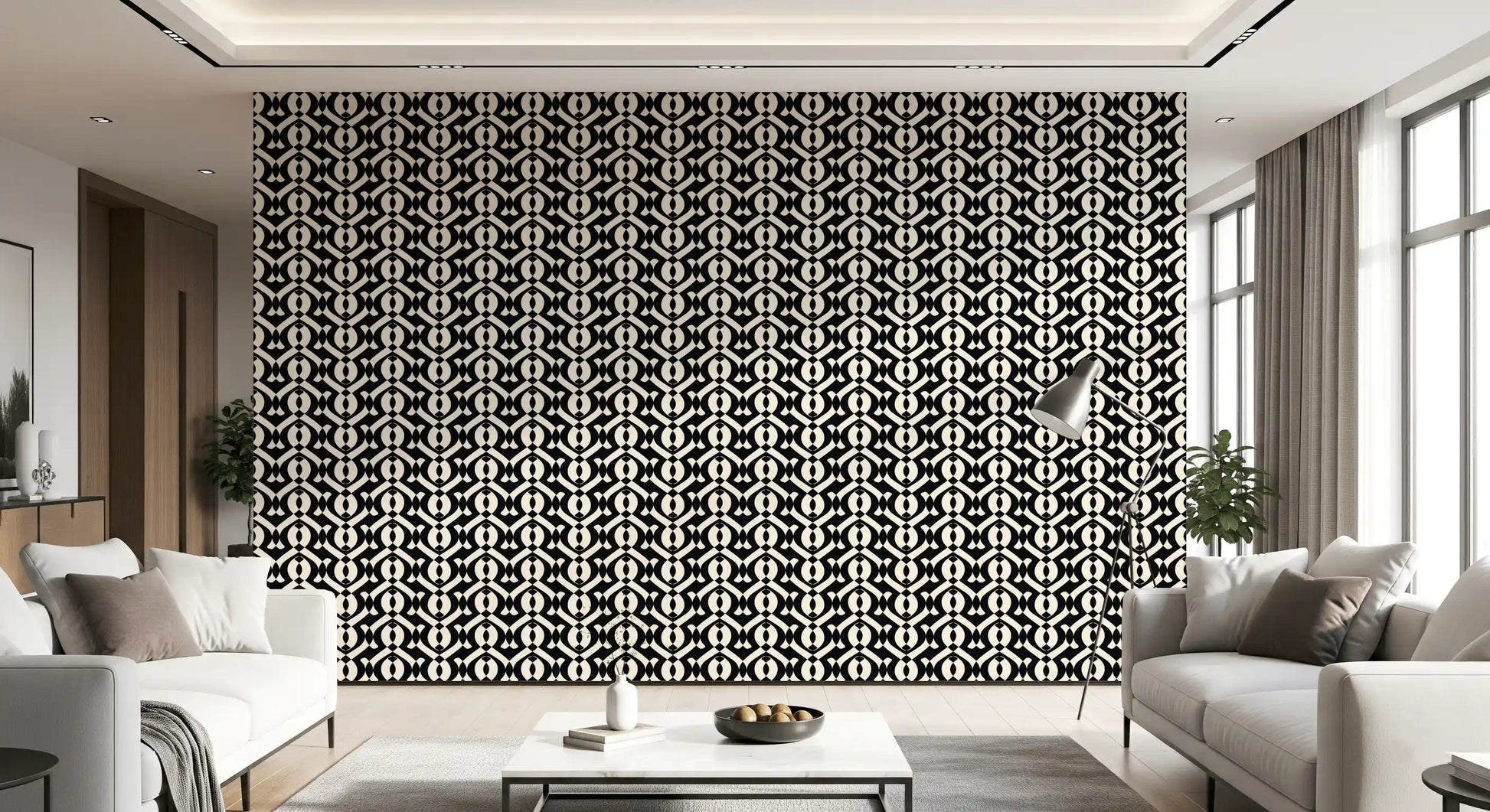 Interlocking Monochrome Curves Wallpaper⁠