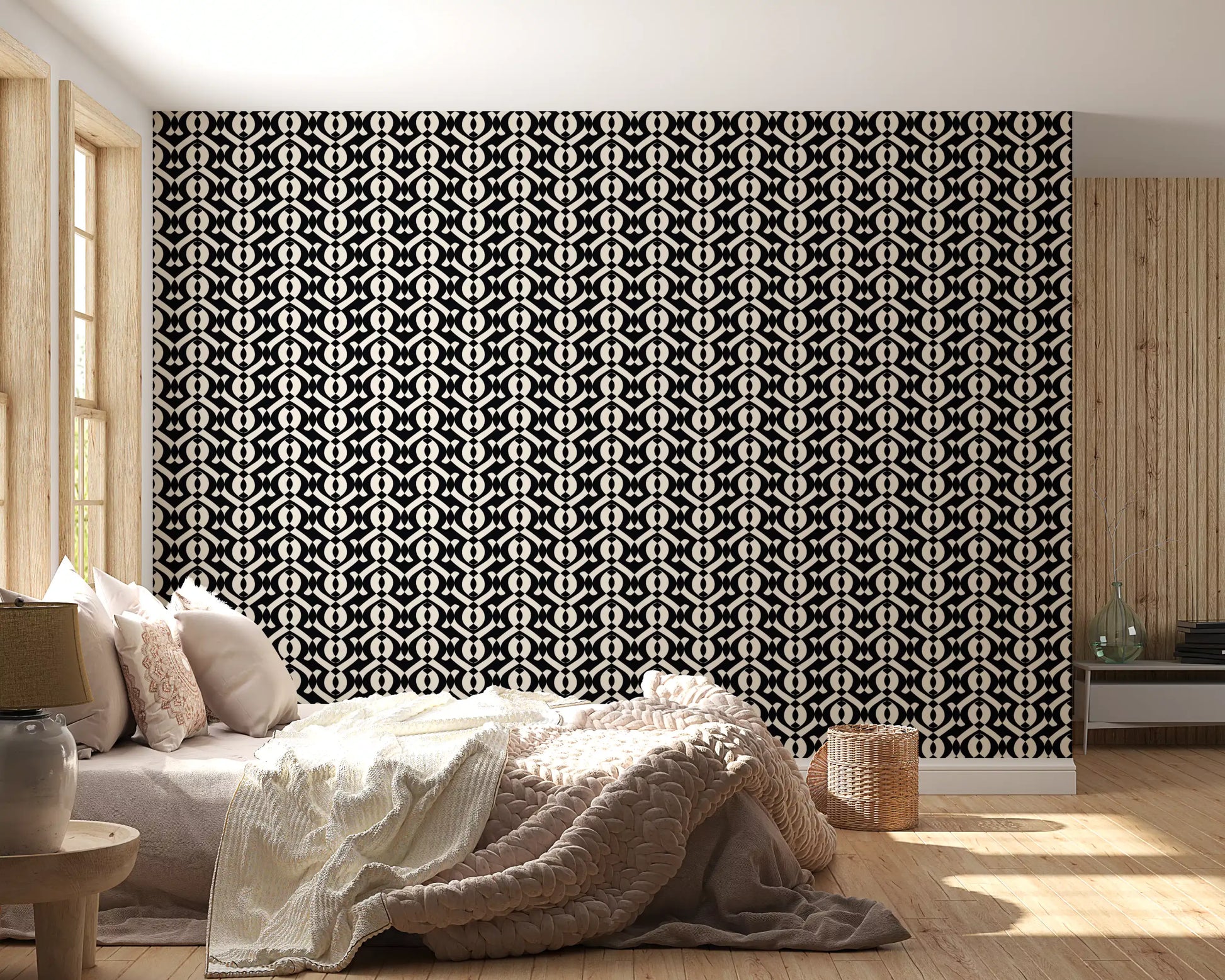 Interlocking Monochrome Curves Wallpaper⁠
