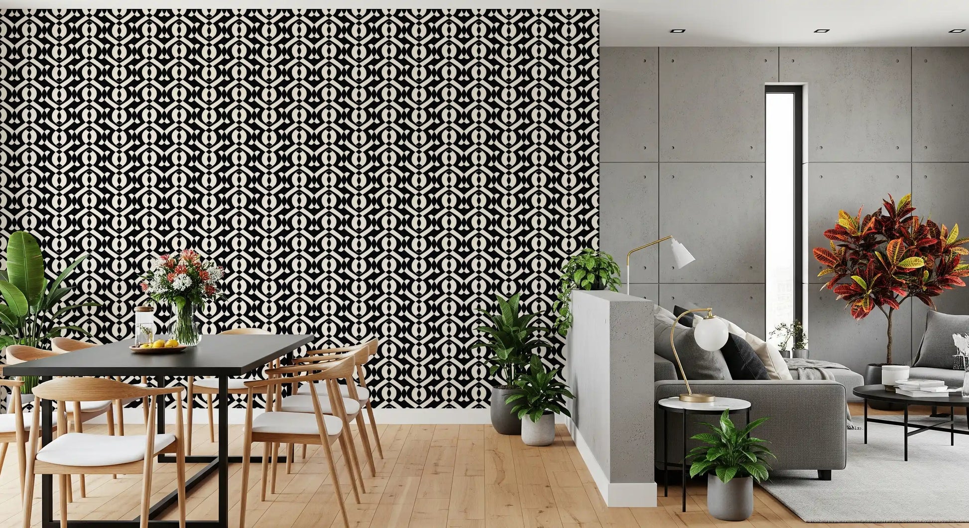 Interlocking Monochrome Curves Wallpaper⁠