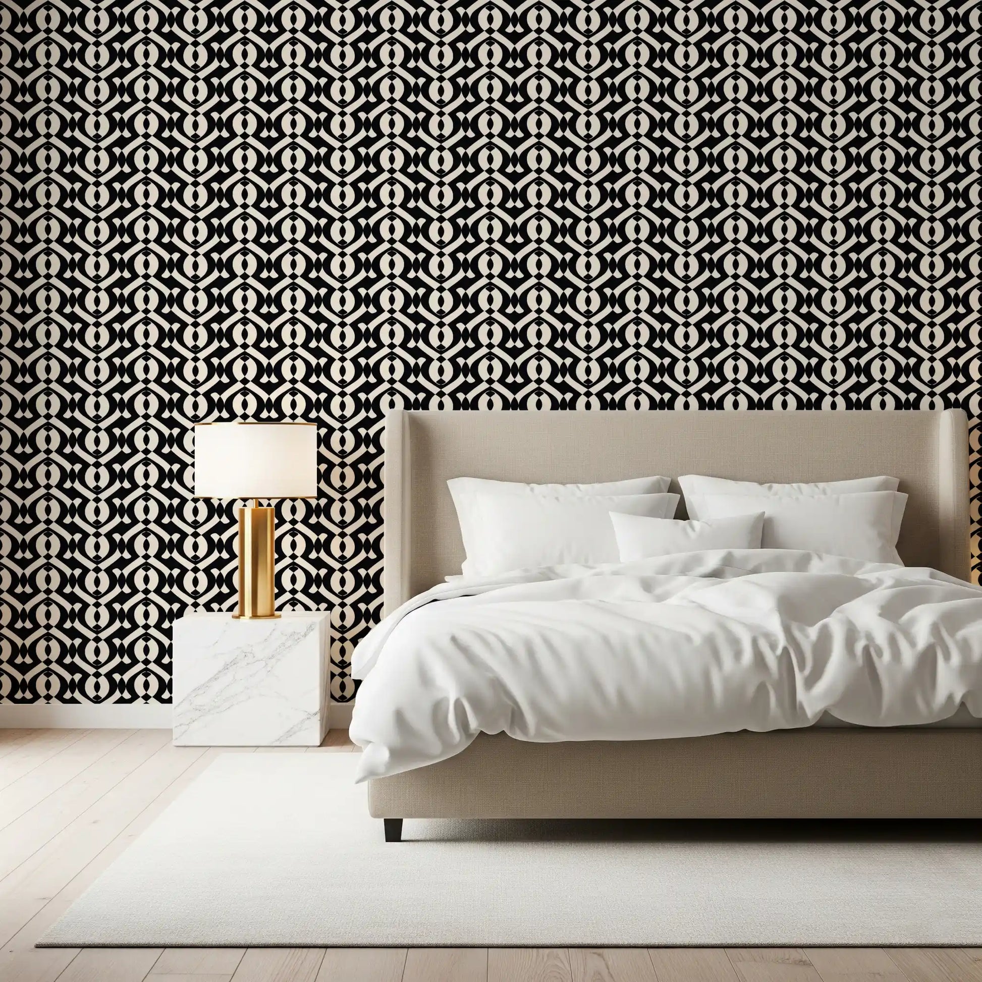 Interlocking Monochrome Curves Wallpaper⁠