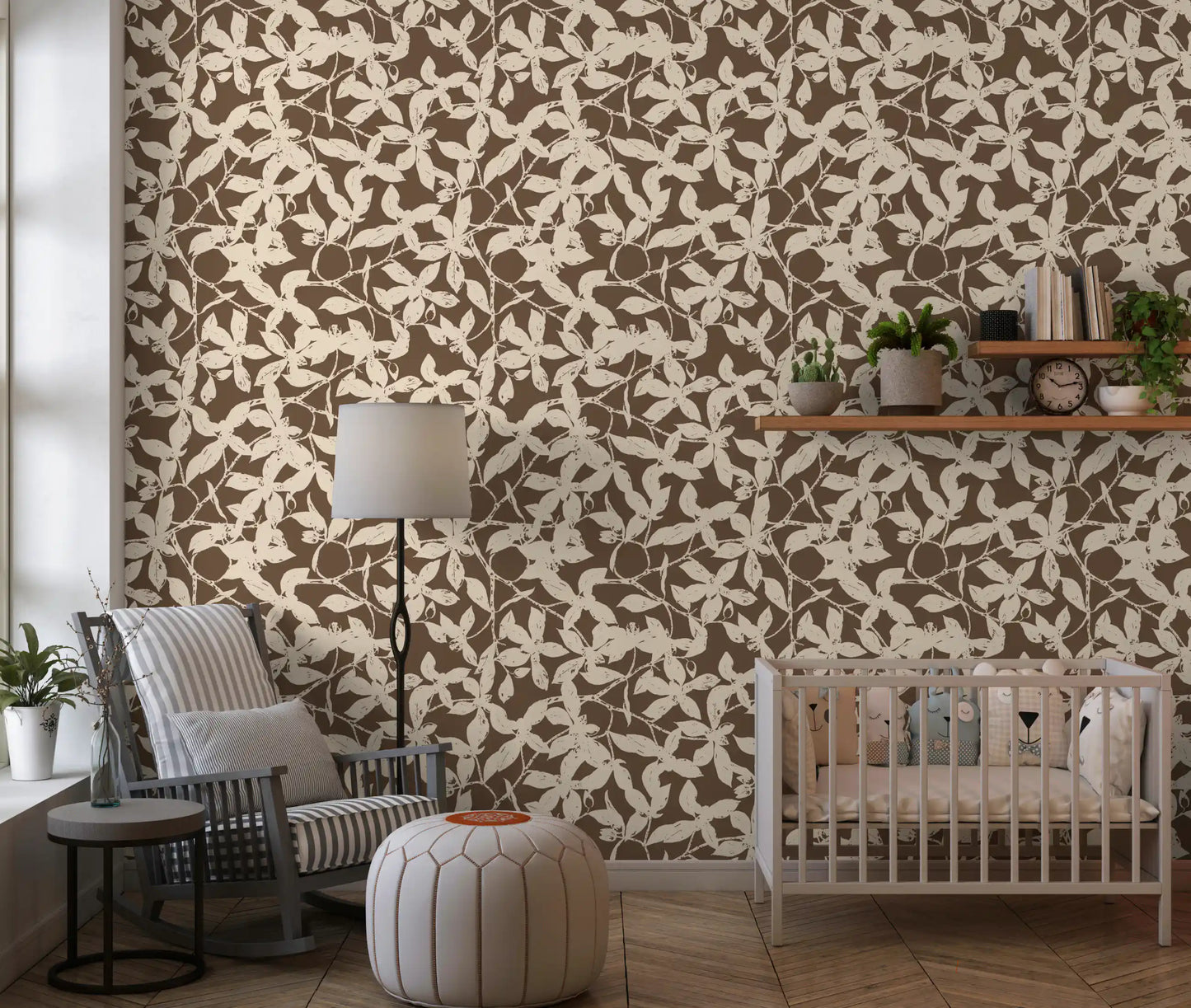 Rustic Botanical Silhouette Wallpaper⁠