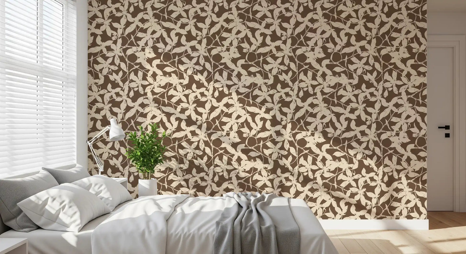 Rustic Botanical Silhouette Wallpaper⁠