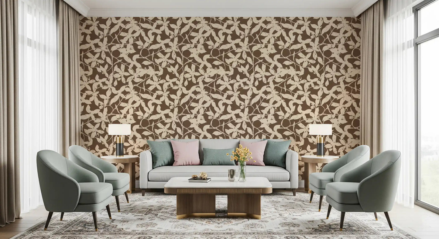 Rustic Botanical Silhouette Wallpaper⁠
