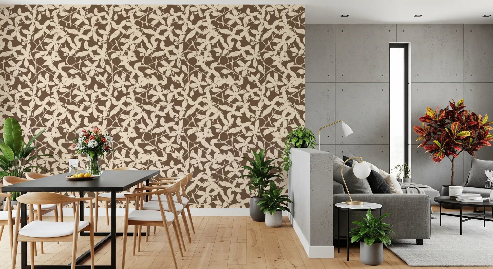 Rustic Botanical Silhouette Wallpaper⁠