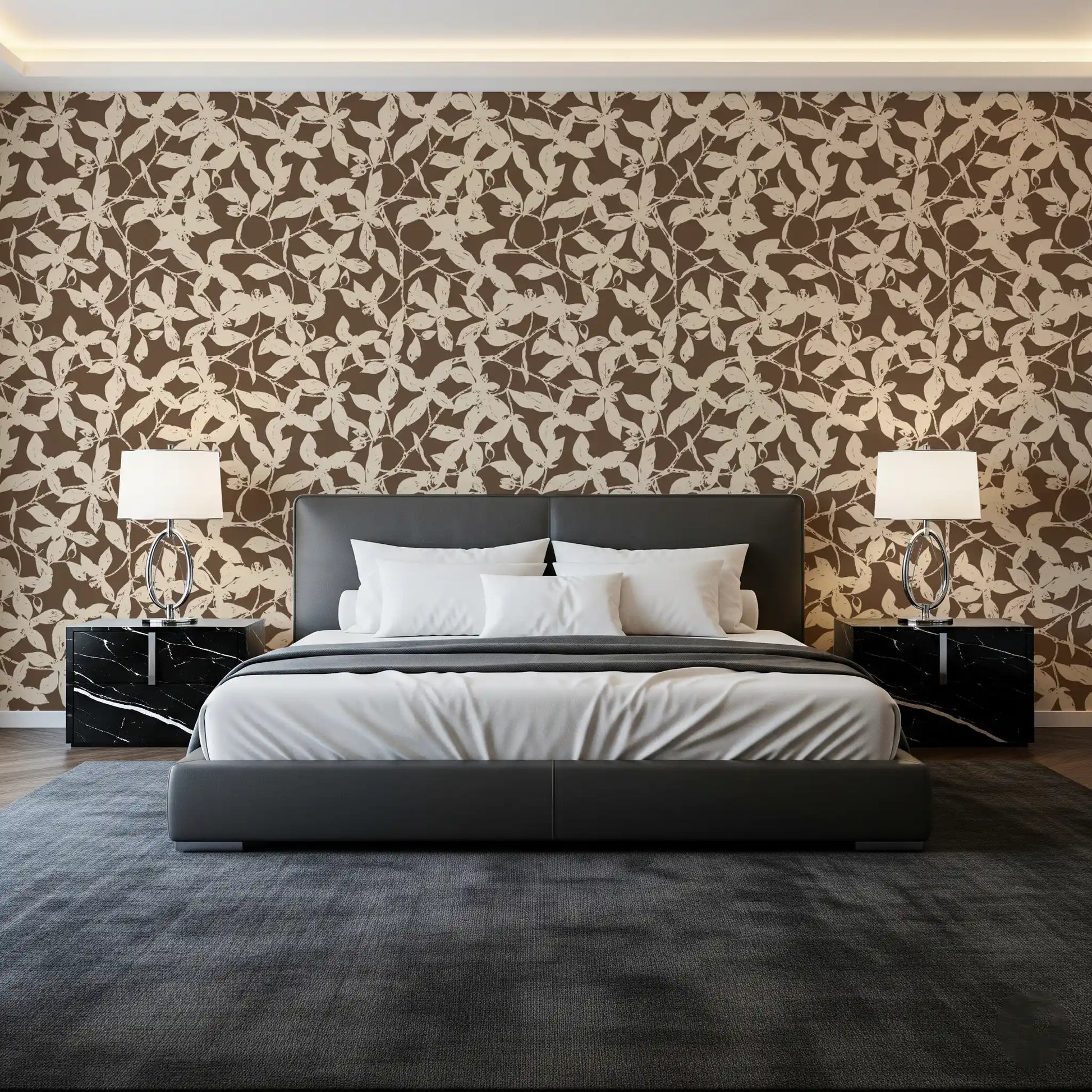 Rustic Botanical Silhouette Wallpaper⁠