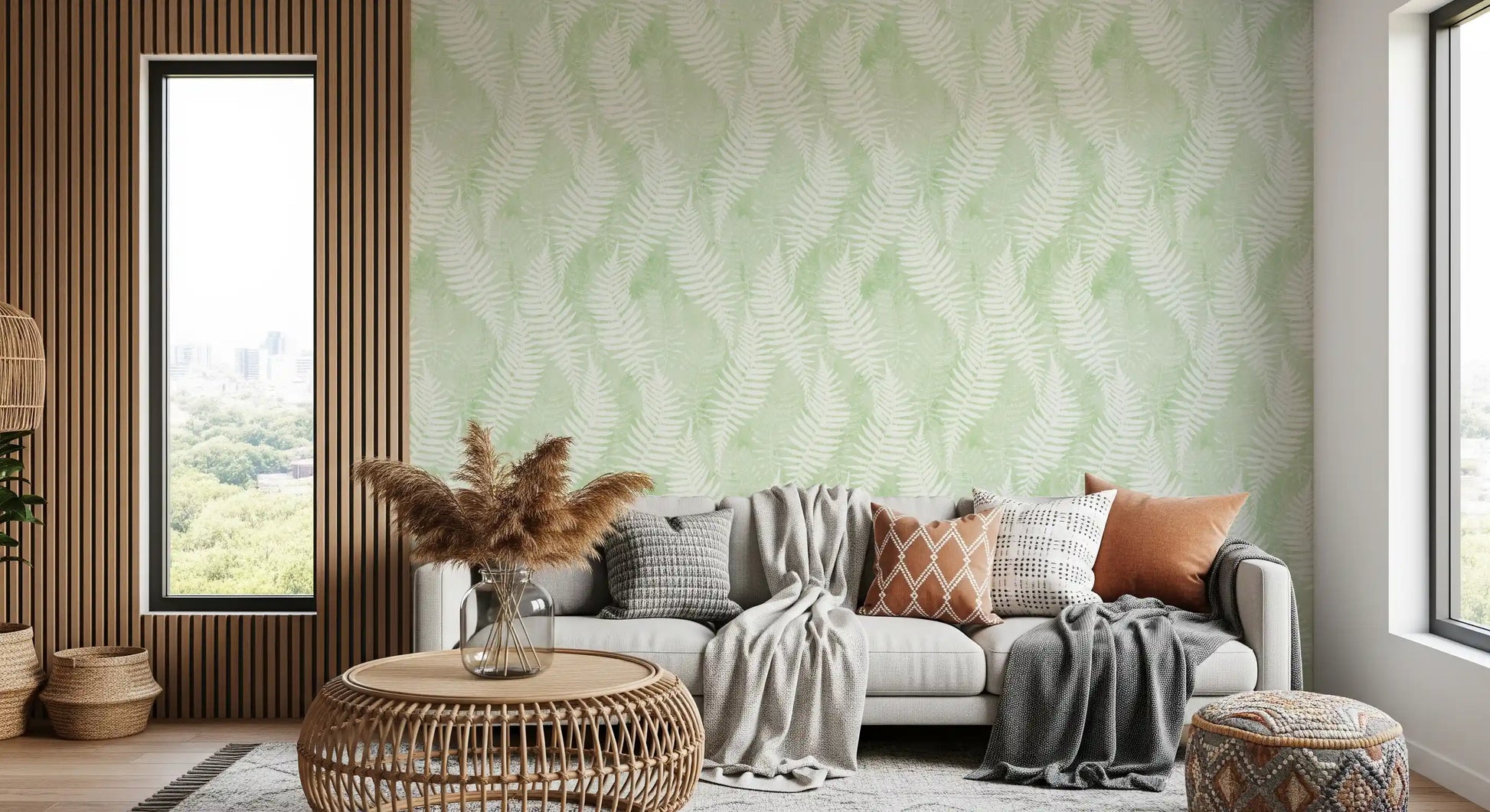 Ethereal Sage Fern Fronds Wallpaper⁠