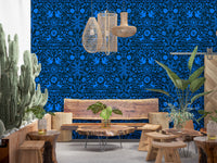 Cobalt Folklore Folk Art Pattern Wallpaper⁠