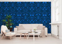 Cobalt Folklore Folk Art Pattern Wallpaper⁠