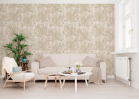 Neutral fern botanical wallpaper in a bright living room GD12266