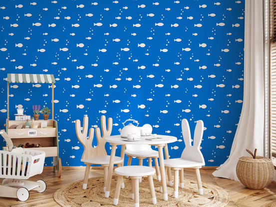 Blue fish nature wallpaper in a child's play corner GD12268