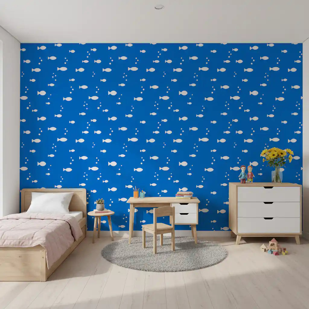 Fish nature wallpaper in a bright toddler bedroom GD12268