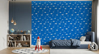 Blue aquatic fish wallpaper in a boy's bedroom GD12268