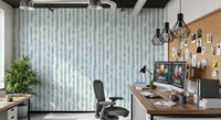 Azure striped wallpaper in a modern home office GD12270