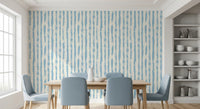 Azure brushstroke stripe wallpaper in a bright dining room GD12270