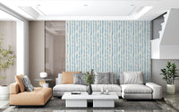 Azure brushstroke striped wallpaper in a modern living room GD12270