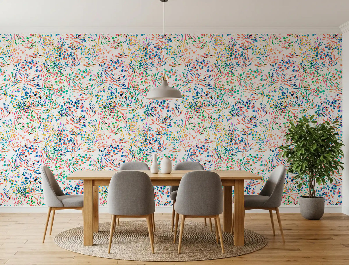 Colourful confetti wallpaper in a dining room GD12273