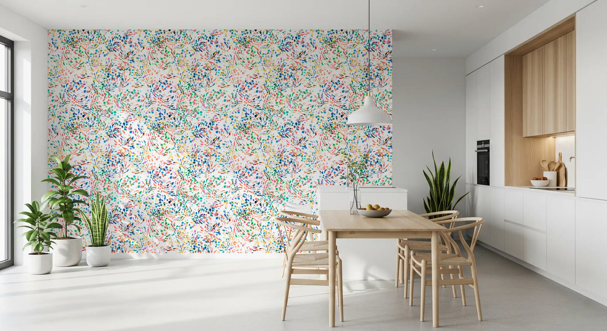 Multicolour abstract wallpaper in a kitchen dining space GD12273