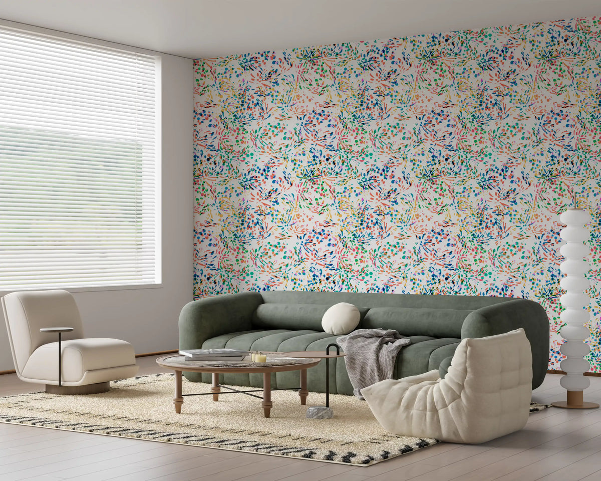 Multicolour abstract wallpaper in a stylish living room GD12273