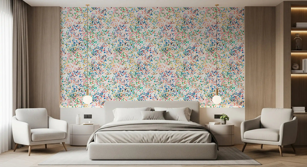 Multicolour abstract wallpaper in a modern bedroom GD12273