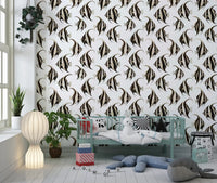 Black and white fish wallpaper in a playful nursery GD12274