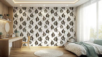 Monochrome fish wallpaper in a soft bedroom GD12274