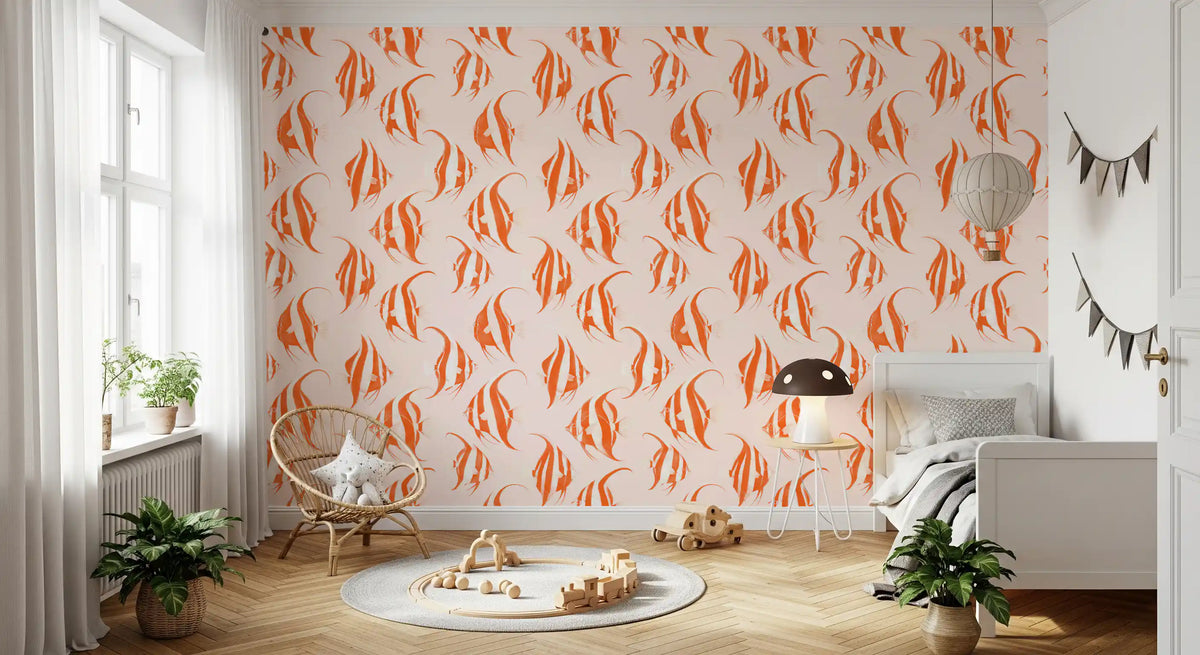Orange fish wallpaper in a bright nursery GD12275