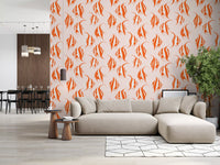 Orange fish wallpaper in a modern living room GD12275