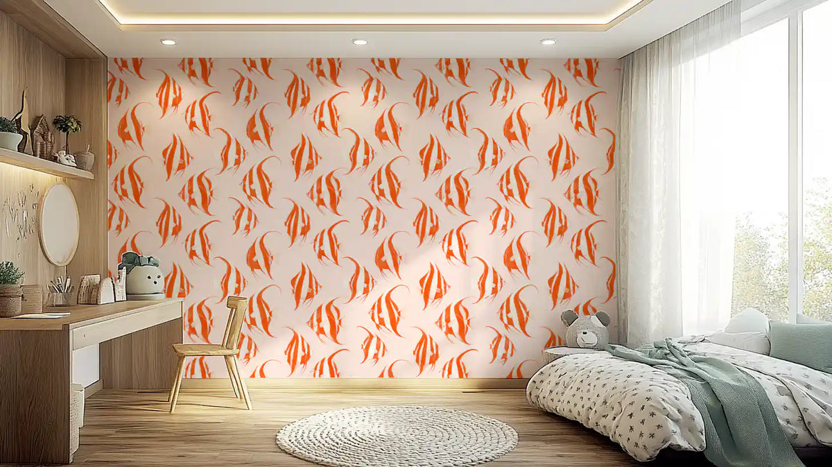 Orange angelfish wallpaper in a calm bedroom GD12275