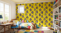 Yellow fish wallpaper in a bright kids play room GD12276