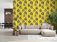 Yellow fish wallpaper in a modern living room GD12276