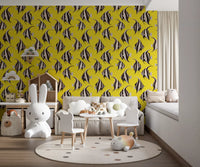 Yellow angelfish wallpaper in a fun kids room GD12276